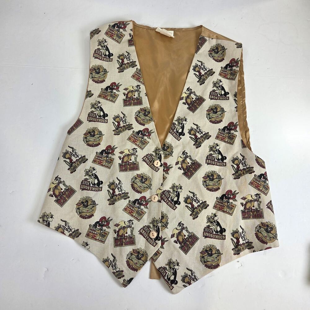Looney Tunes Vest Unisex M/L Bugs Taz Daffy Elmer Tweety Bird Made USA Vintage